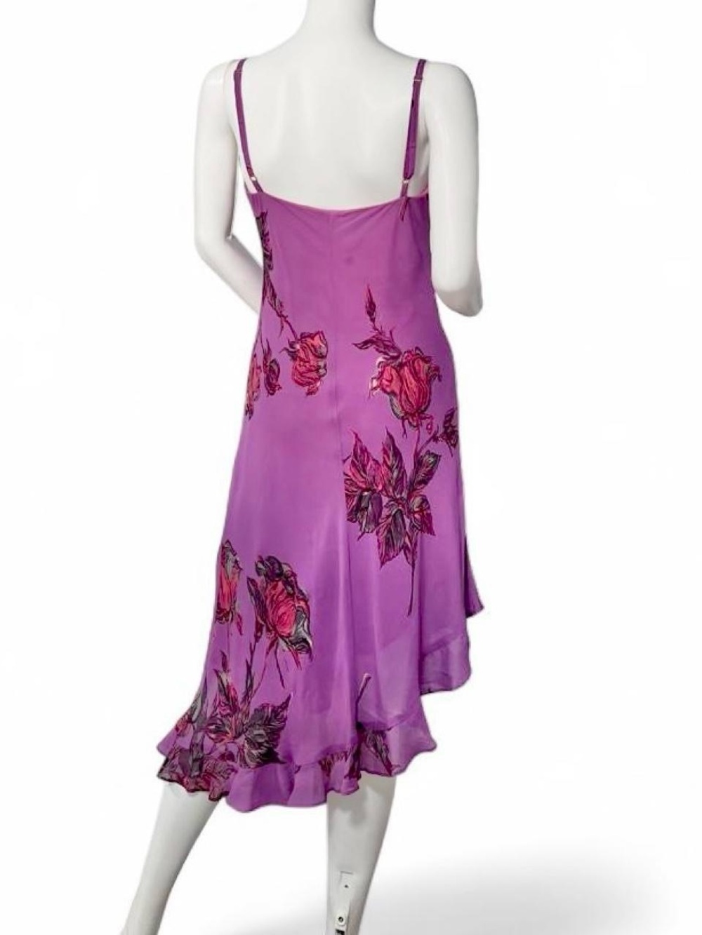 Betsey Johnson Magenta Floral Asymmetrical Slip Dress - Picture 4 of 6